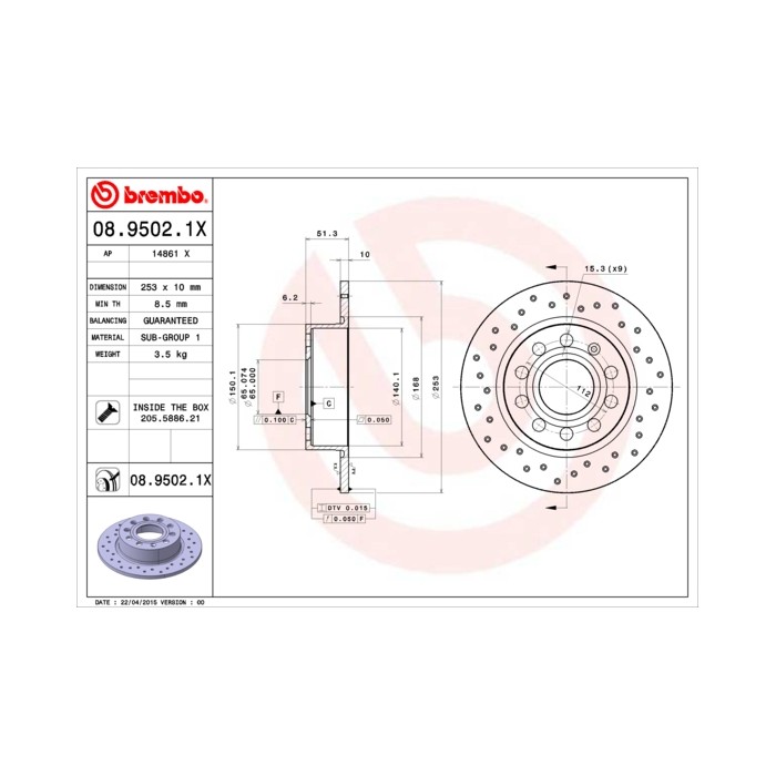 BREMBO XTRA LINE Bremsscheibe 08.9502.1X