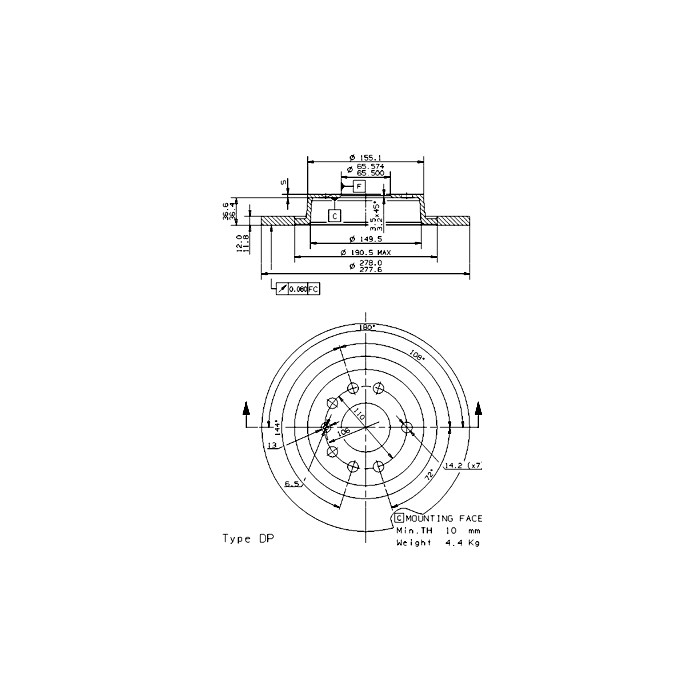BREMBO COATED DISC LINE Bremsscheibe 08.9511.11