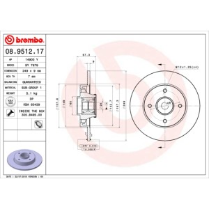 BREMBO BEARING DISC LINE Bremsscheibe 08.9512.17