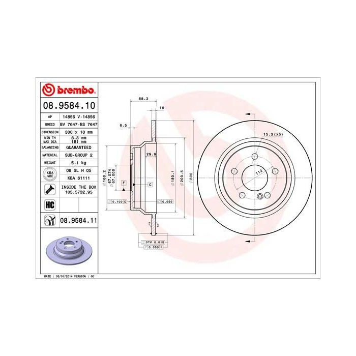 BREMBO COATED DISC LINE Bremsscheibe 08.9584.11