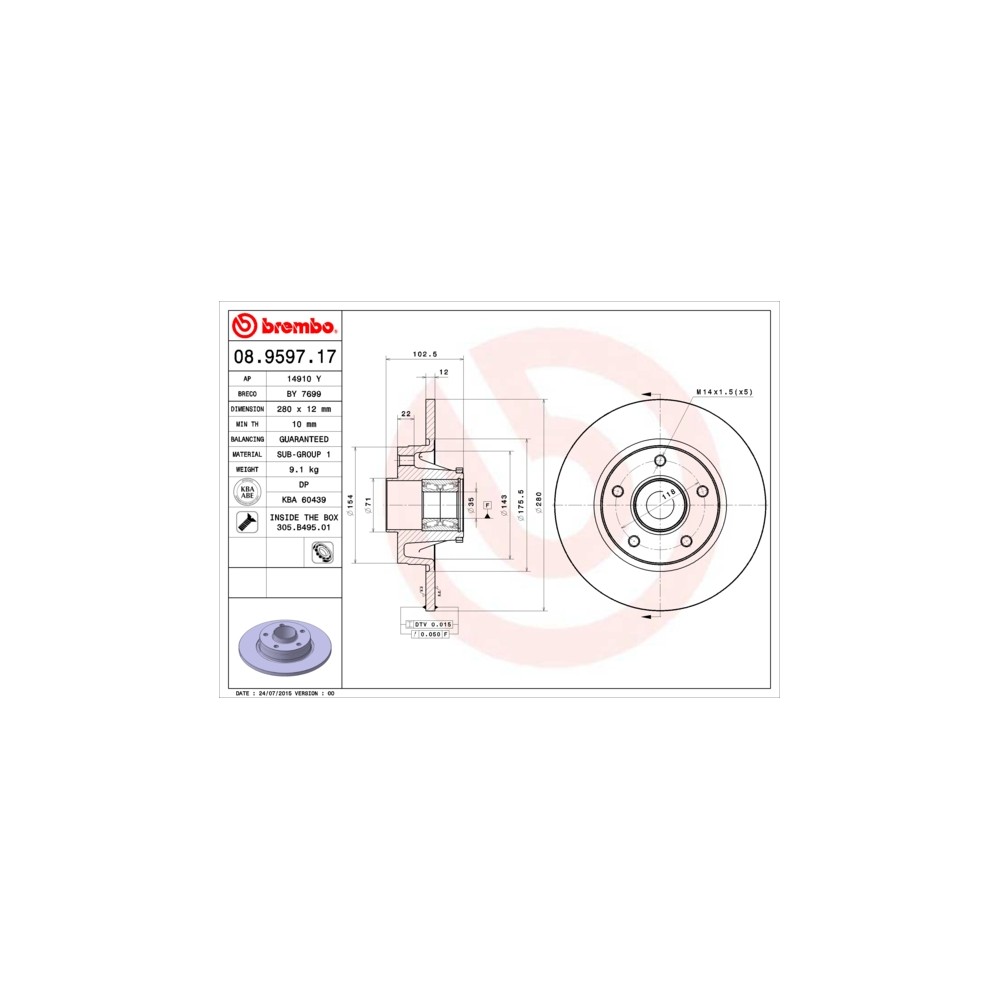 BREMBO BEARING DISC LINE Bremsscheibe 08.9597.17