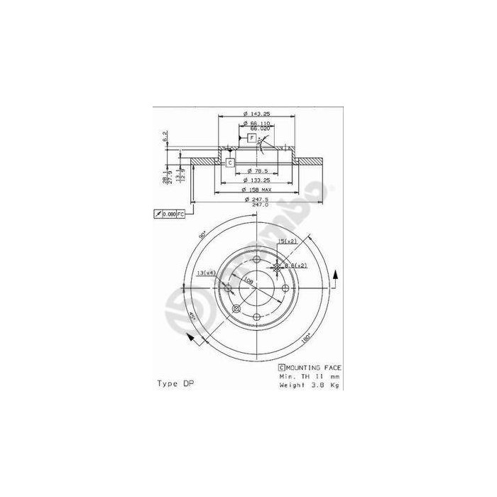 BREMBO Bremsscheibe 08.9606.14