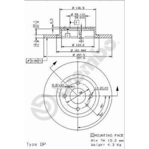 BREMBO Bremsscheibe 08.9621.14 Alfa, Fiat, Lancia