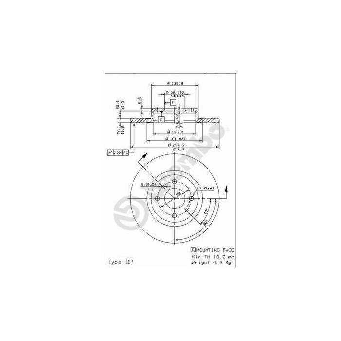 BREMBO Bremsscheibe 08.9621.14 Alfa, Fiat, Lancia