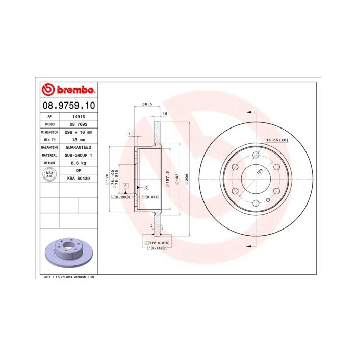 BREMBO Bremsscheibe 08.9759.10