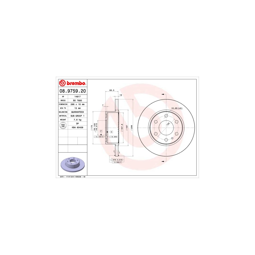 BREMBO Bremsscheibe 08.9759.20