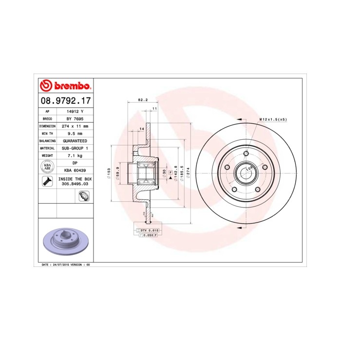 BREMBO BEARING DISC LINE Bremsscheibe 08.9792.17