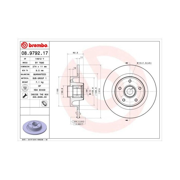 BREMBO BEARING DISC LINE Bremsscheibe 08.9792.17