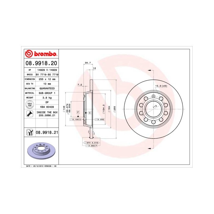 BREMBO COATED DISC LINE Bremsscheibe 08.9918.21