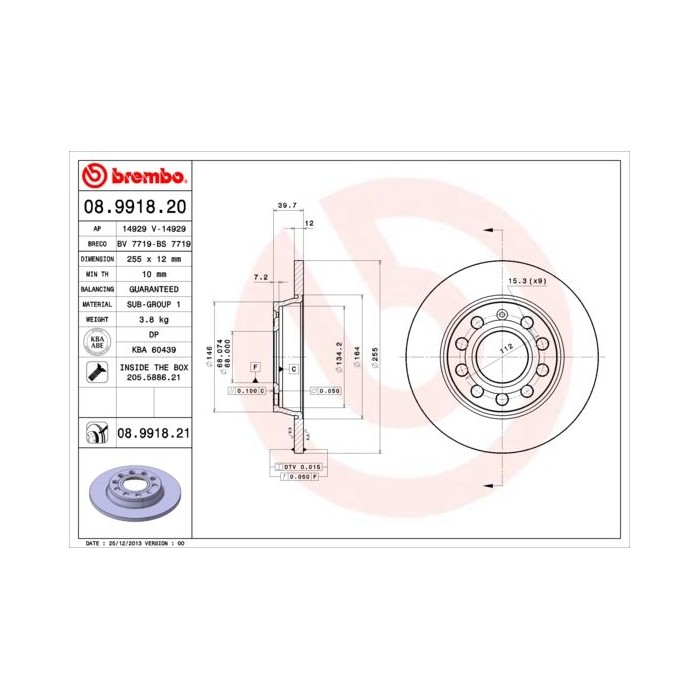 BREMBO COATED DISC LINE Bremsscheibe 08.9918.21
