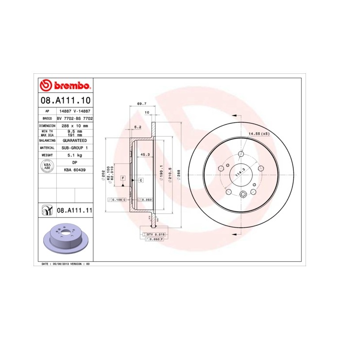 BREMBO COATED DISC LINE Bremsscheibe 08.A111.11