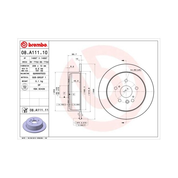 BREMBO COATED DISC LINE Bremsscheibe 08.A111.11