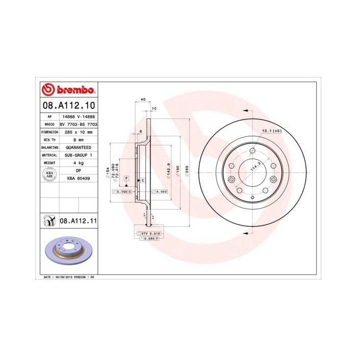 BREMBO COATED DISC LINE Bremsscheibe 08.A112.11
