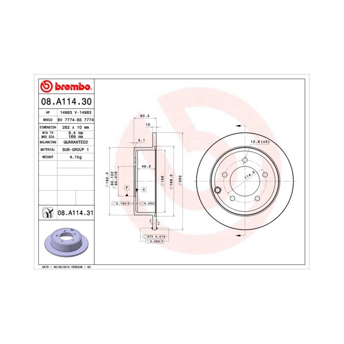 BREMBO COATED DISC LINE Bremsscheibe 08.A114.31