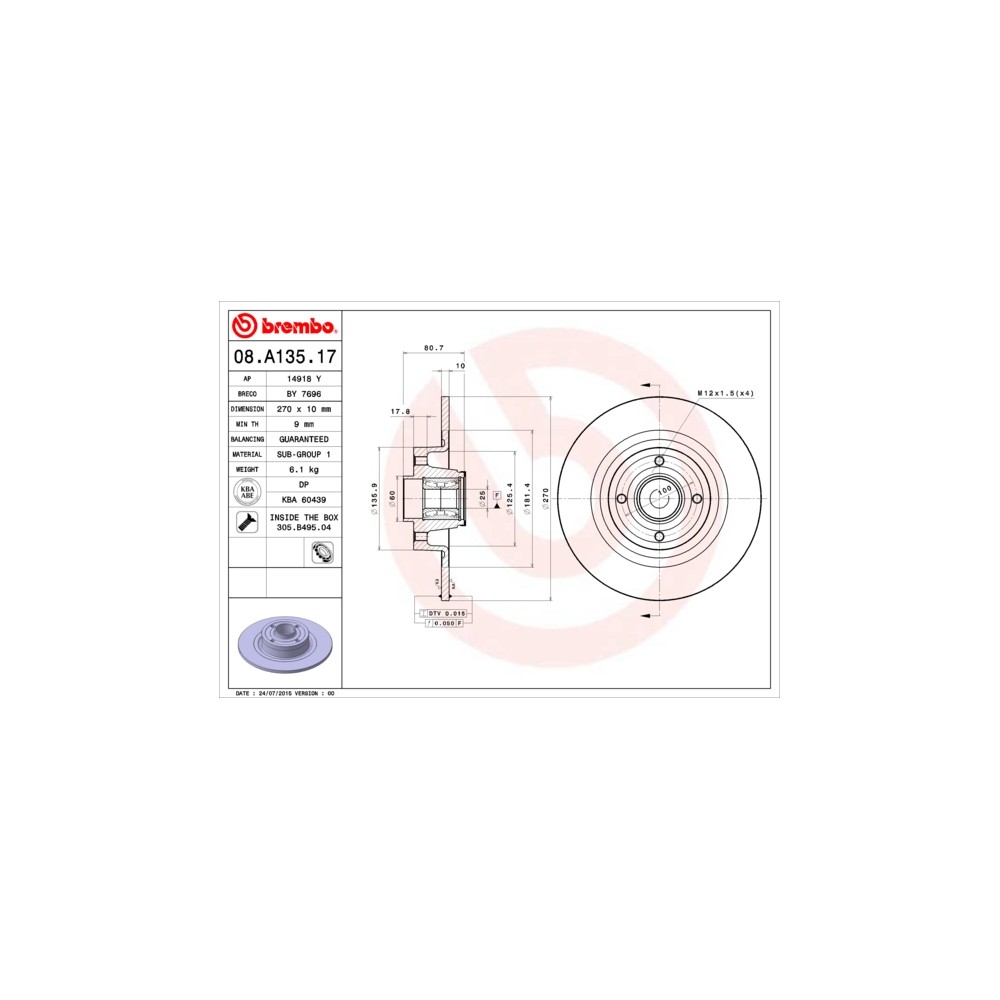 BREMBO BEARING DISC LINE Bremsscheibe 08.A135.17