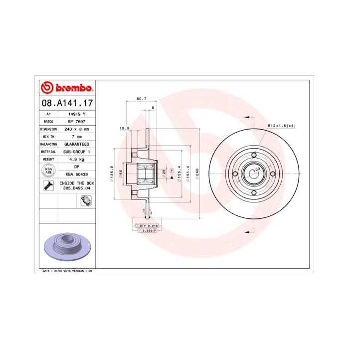 BREMBO BEARING DISC LINE Bremsscheibe 08.A141.17