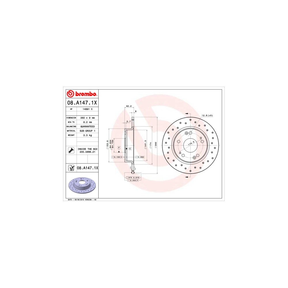 BREMBO XTRA LINE Bremsscheibe 08.A147.1X