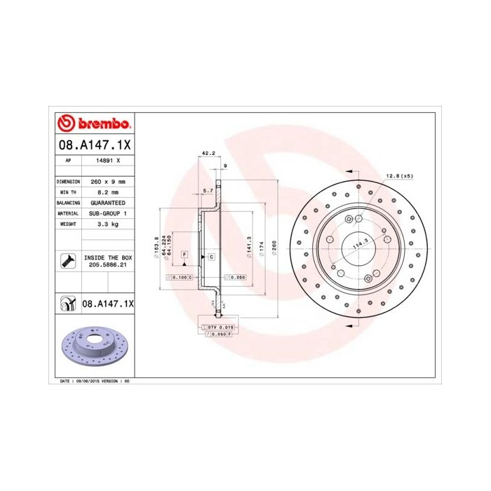 BREMBO XTRA LINE Bremsscheibe 08.A147.1X