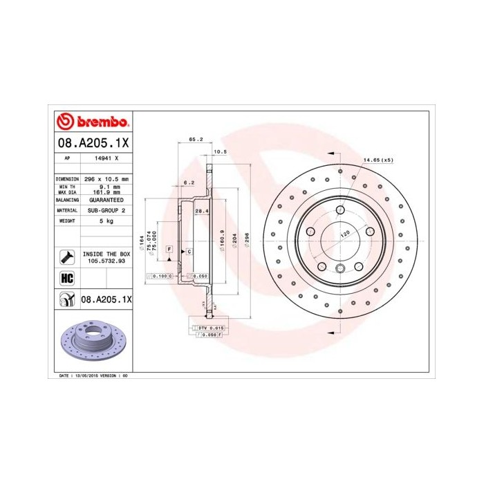 BREMBO XTRA LINE Bremsscheibe 08.A205.1X
