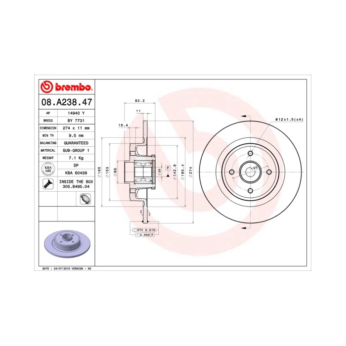 BREMBO BEARING DISC LINE Bremsscheibe 08.A238.47