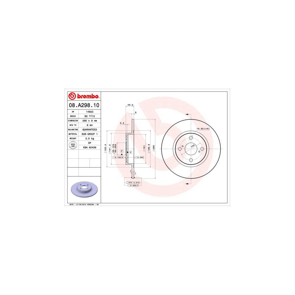 BREMBO Bremsscheibe 08.A298.10