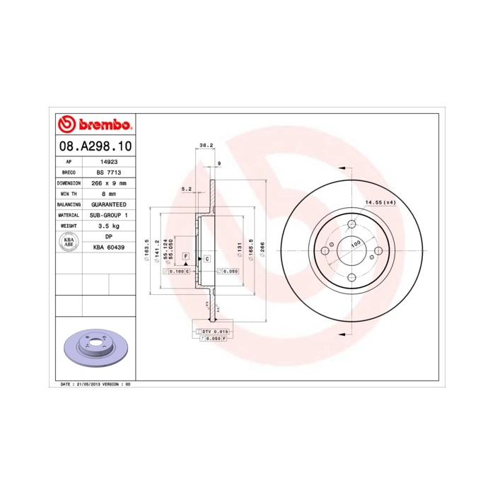 BREMBO Bremsscheibe 08.A298.10