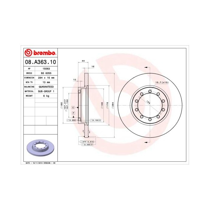 BREMBO Bremsscheibe 08.A363.10