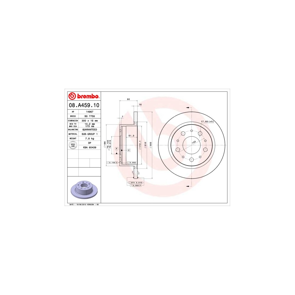 BREMBO Bremsscheibe 08.A459.10