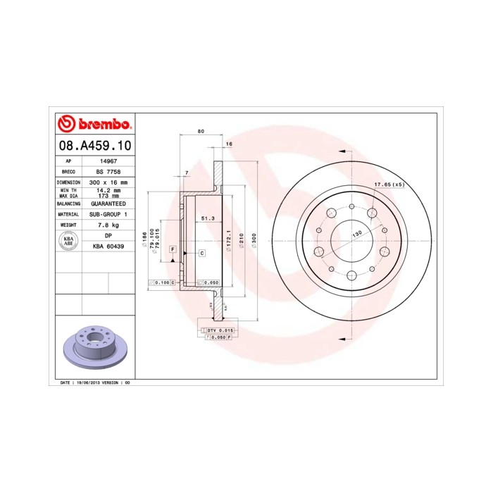 BREMBO Bremsscheibe 08.A459.10