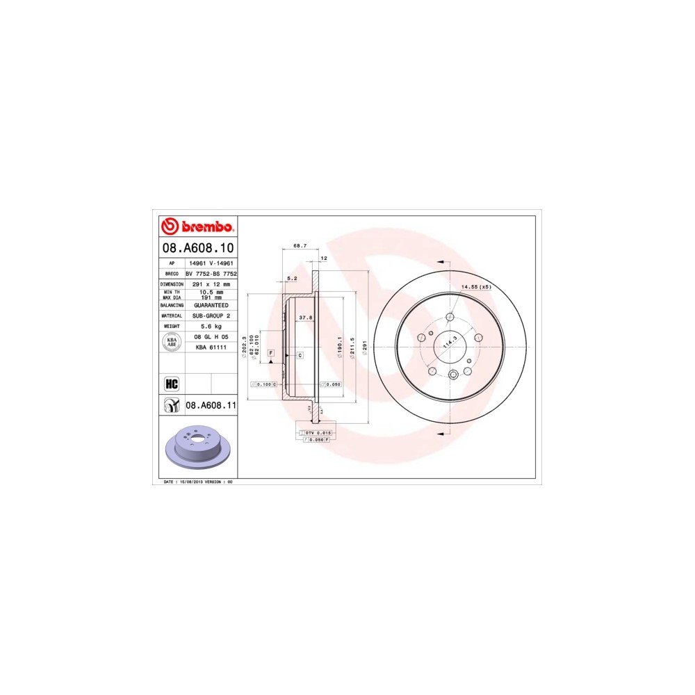 BREMBO Bremsscheibe 08.A608.10