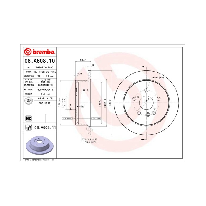 BREMBO Bremsscheibe 08.A608.10