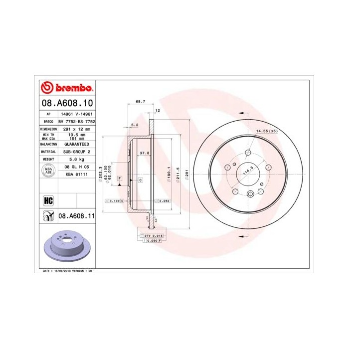 BREMBO Bremsscheibe 08.A608.10