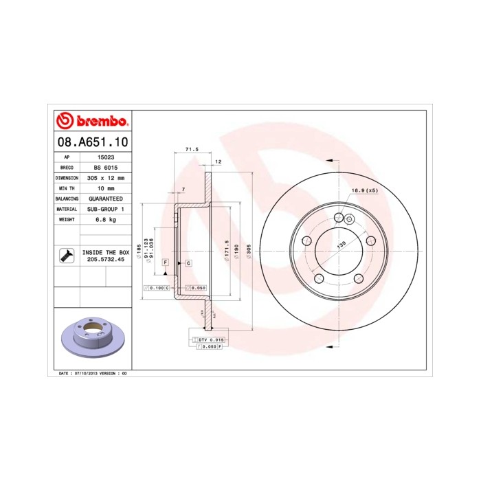 BREMBO Bremsscheibe 08.A651.10