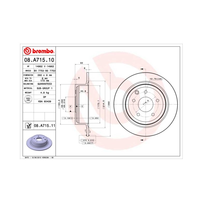 BREMBO COATED DISC LINE Bremsscheibe 08.A715.11