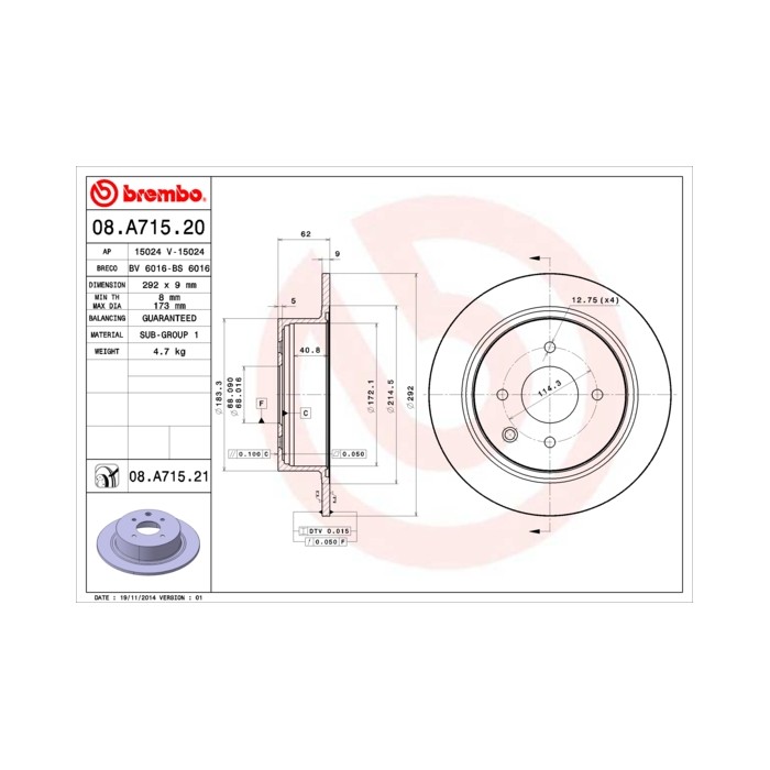 BREMBO Bremsscheibe 08.A715.20
