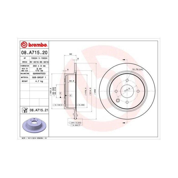 BREMBO Bremsscheibe 08.A715.20