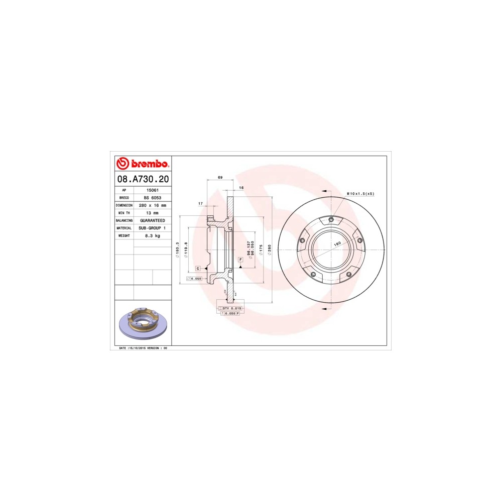 BREMBO Bremsscheibe 08.A730.20
