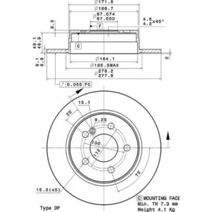 BREMBO COATED DISC LINE Bremsscheibe 08.A737.11