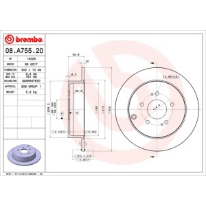 BREMBO Bremsscheibe 08.A755.20