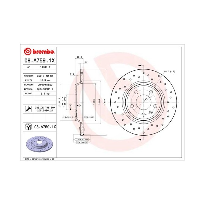 BREMBO XTRA LINE Bremsscheibe 08.A759.1X