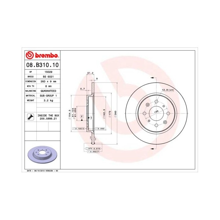 BREMBO Bremsscheibe 08.B310.10