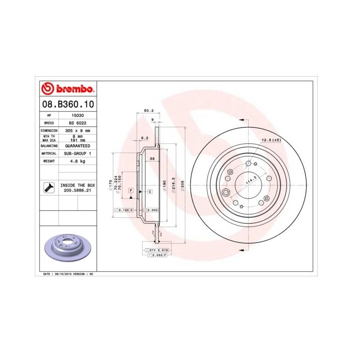 BREMBO Bremsscheibe 08.B360.10