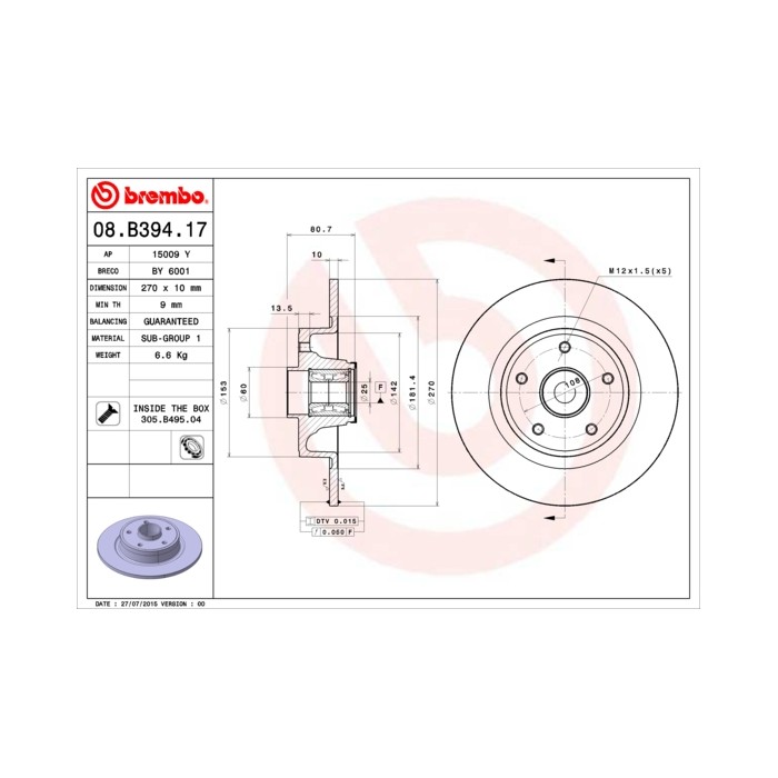 BREMBO BEARING DISC LINE Bremsscheibe 08.B394.17