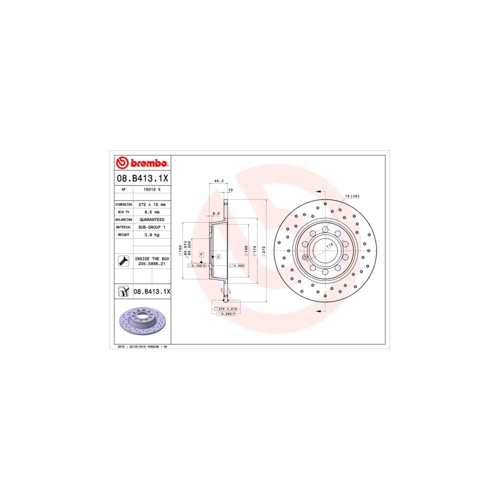 BREMBO XTRA LINE Bremsscheibe 08.B413.1X