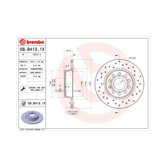 BREMBO XTRA LINE Bremsscheibe 08.B413.1X