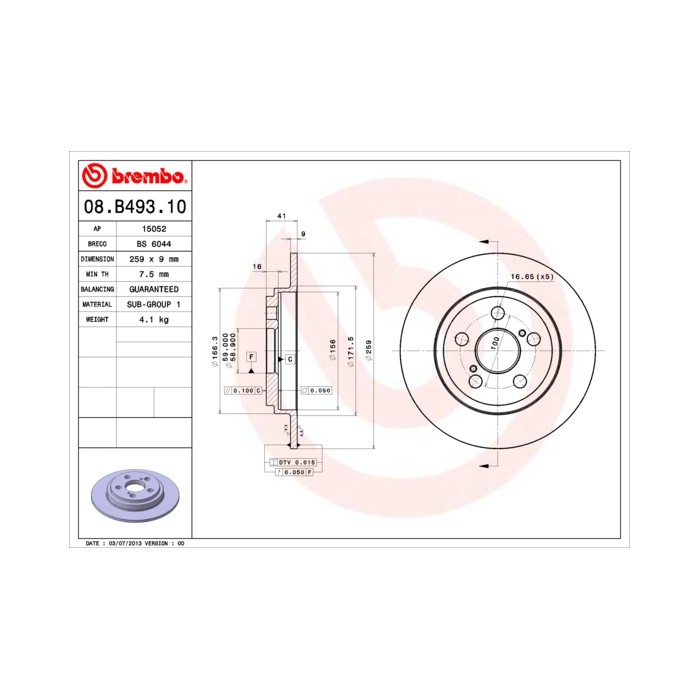 BREMBO Bremsscheibe 08.B493.10