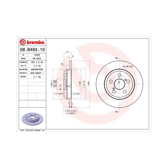BREMBO Bremsscheibe 08.B493.10
