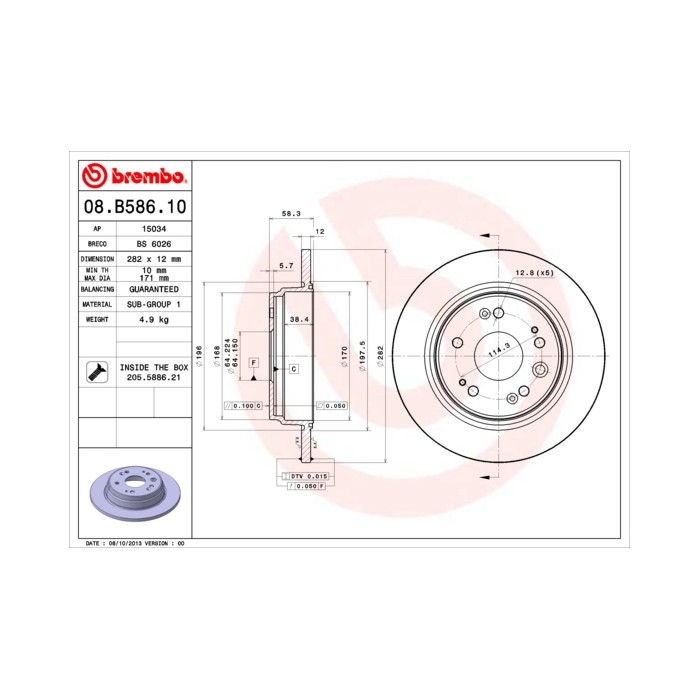 BREMBO Bremsscheibe 08.B586.10