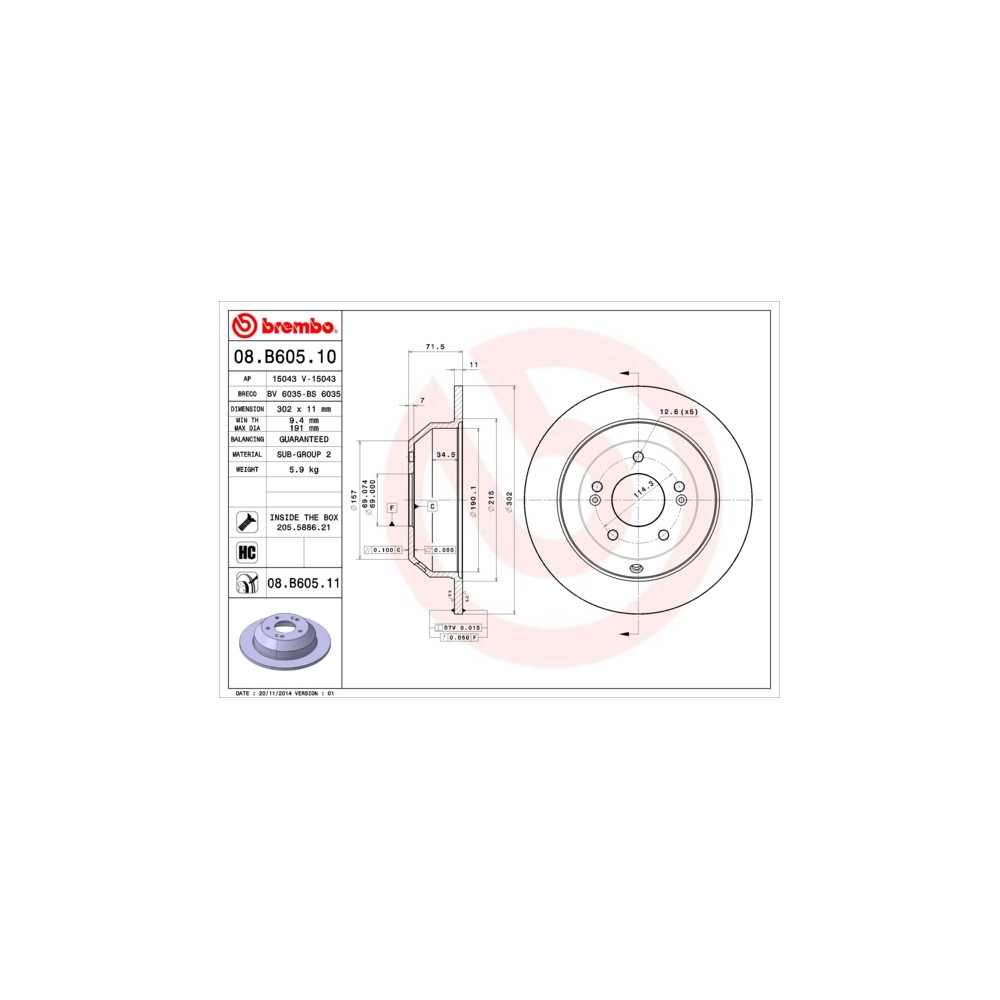 BREMBO Bremsscheibe 08.B605.10