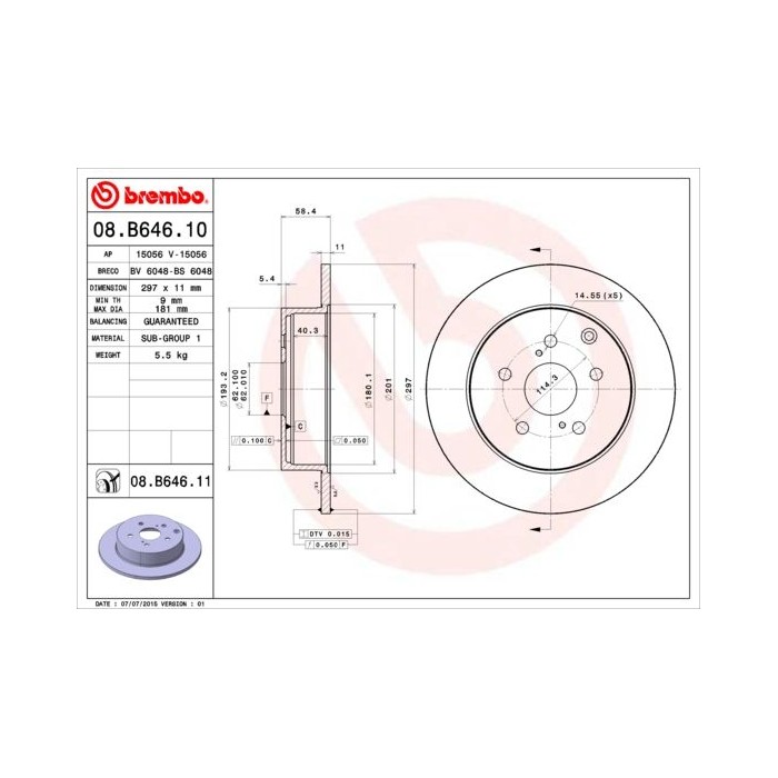 BREMBO COATED DISC LINE Bremsscheibe 08.B646.11